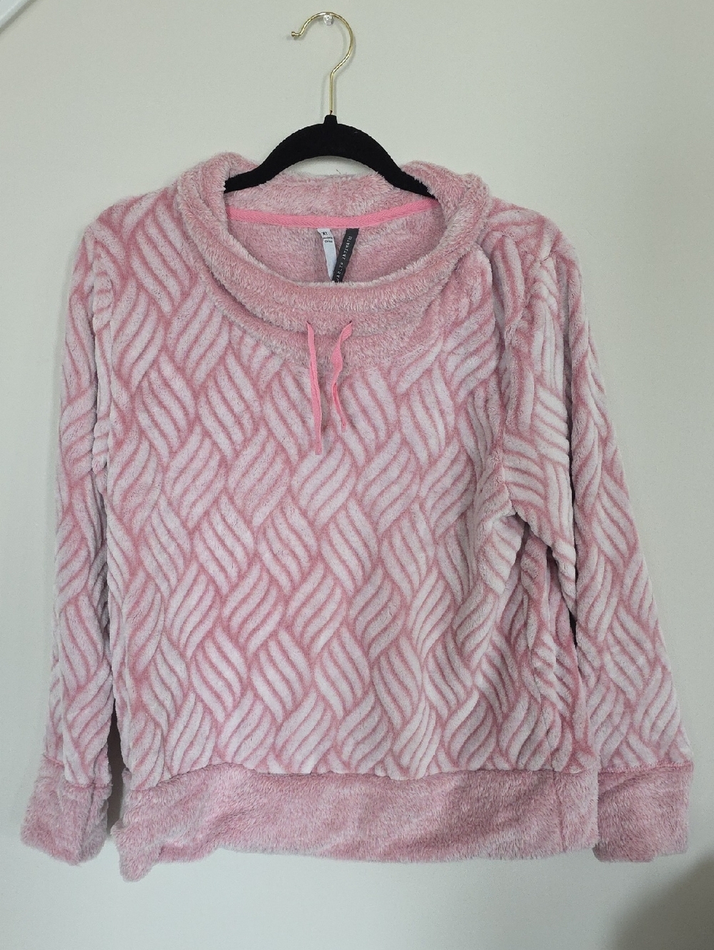 Pink Plush Cowl Neck Sweater XL Soft Cozy Lounge Pullover